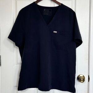 FIGS Technical Collection Navy Blue Scrub Top Men's XXL V-Neck Pocket FW1000